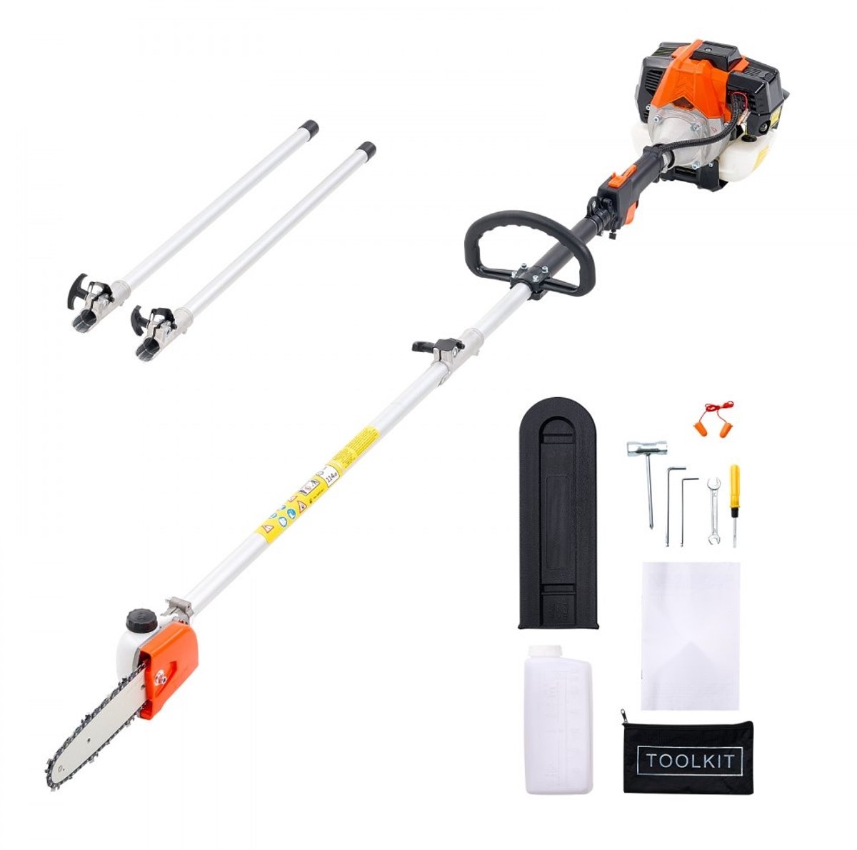 Hoogsnoeier op benzine - Telescopische kettingzaag op stok - Motor 33 cc 2-takt - Uitschuifbaar 2,04–3,54 m - Zaagblad 20,3 cm - Brandstoftank 850 ml - Voor hoge boomtakken
