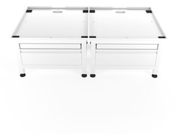Wasophoogte® Wasmachine verhoger met lade en plateau - Dubbele wasmachine opbouwmeubel - Wasmachine sokkel - 42cm hoog - Wit - Universeel - 65*60,5 (LxB) - Inclusief wandbeugels
