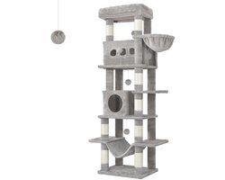 ShaSha krabpaal grote katten - 170cm grote krabpaal - Krabpaal met grote zitstok - Krabpaal voor katten - Krabpaal voor katten petrebels - Krabpaal - Licht grijs