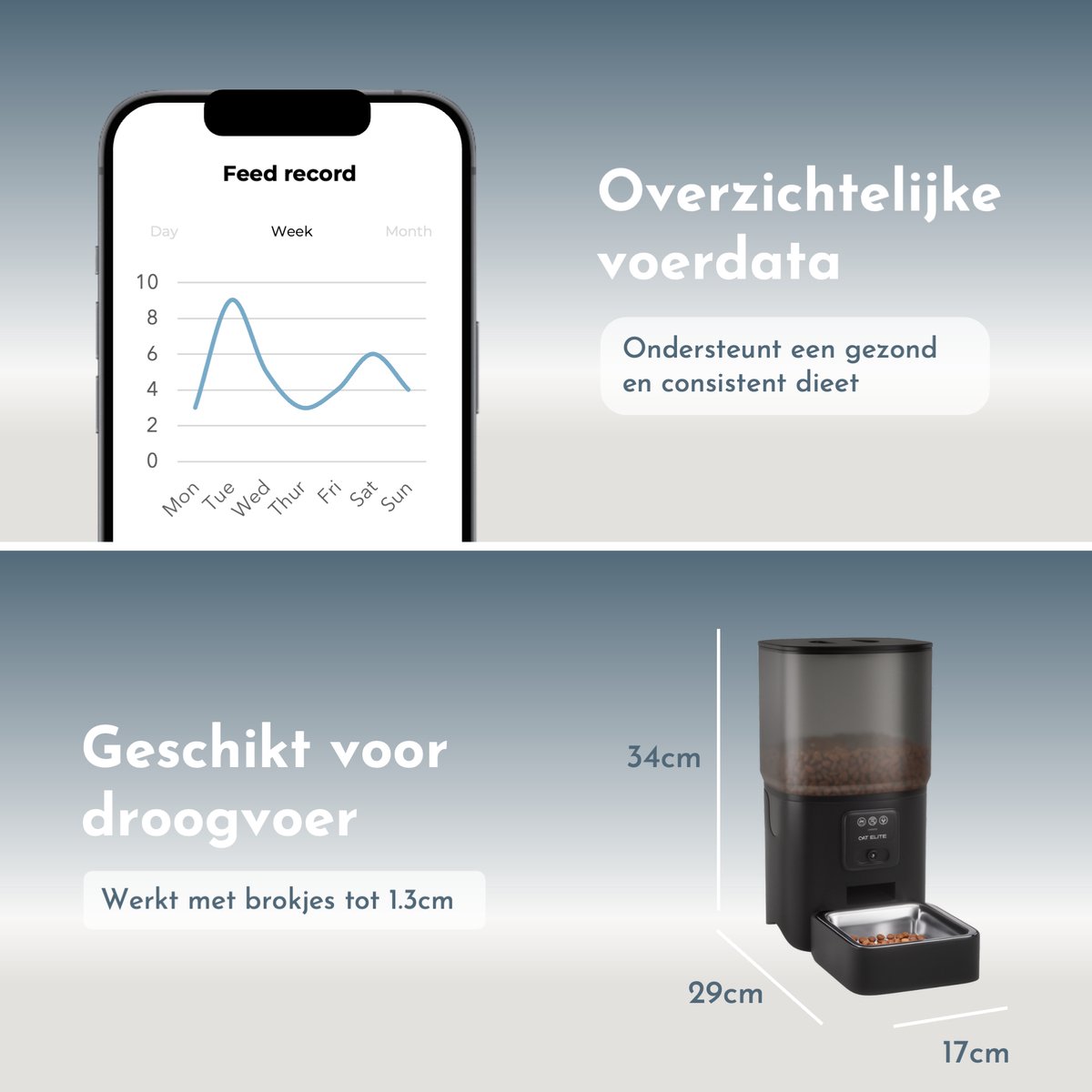 CatElite® - Automatische Voerbak Kat | Sync - 6L Voerdispenser RVS - HD Camera & Audio - Dual WiFi 5Ghz & 2.4Ghz - Night Vision - Voerautomaat Dispenser met Smart App - Voor Droogvoer - Zwart thumbnail 6