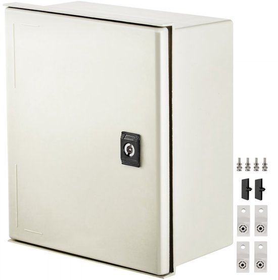 VEVOR NEMA stalen behuizing, 60 x 40 x 23 cm NEMA 4X glasvezel schakelkast, IP66 waterdicht en stofdicht, elektrische aansluitkast voor binnen en buiten, met montageplaat