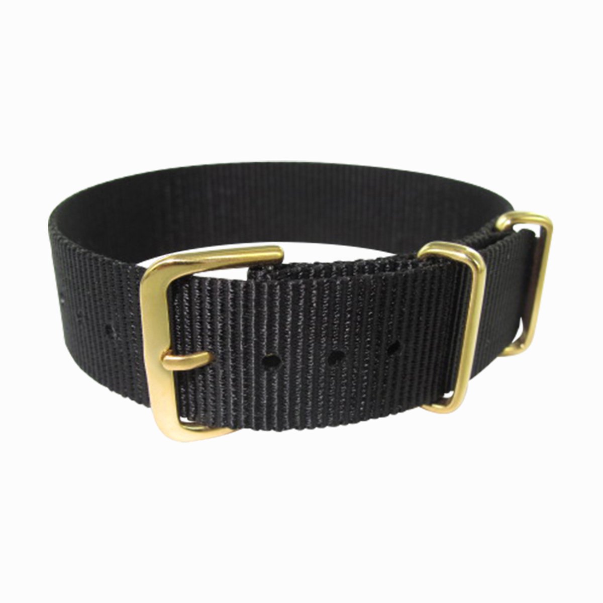 CO88 Horlogeband 8CS-20004 Nato Horlogeband - Ø18 mm - Zwart - Goudkleurig