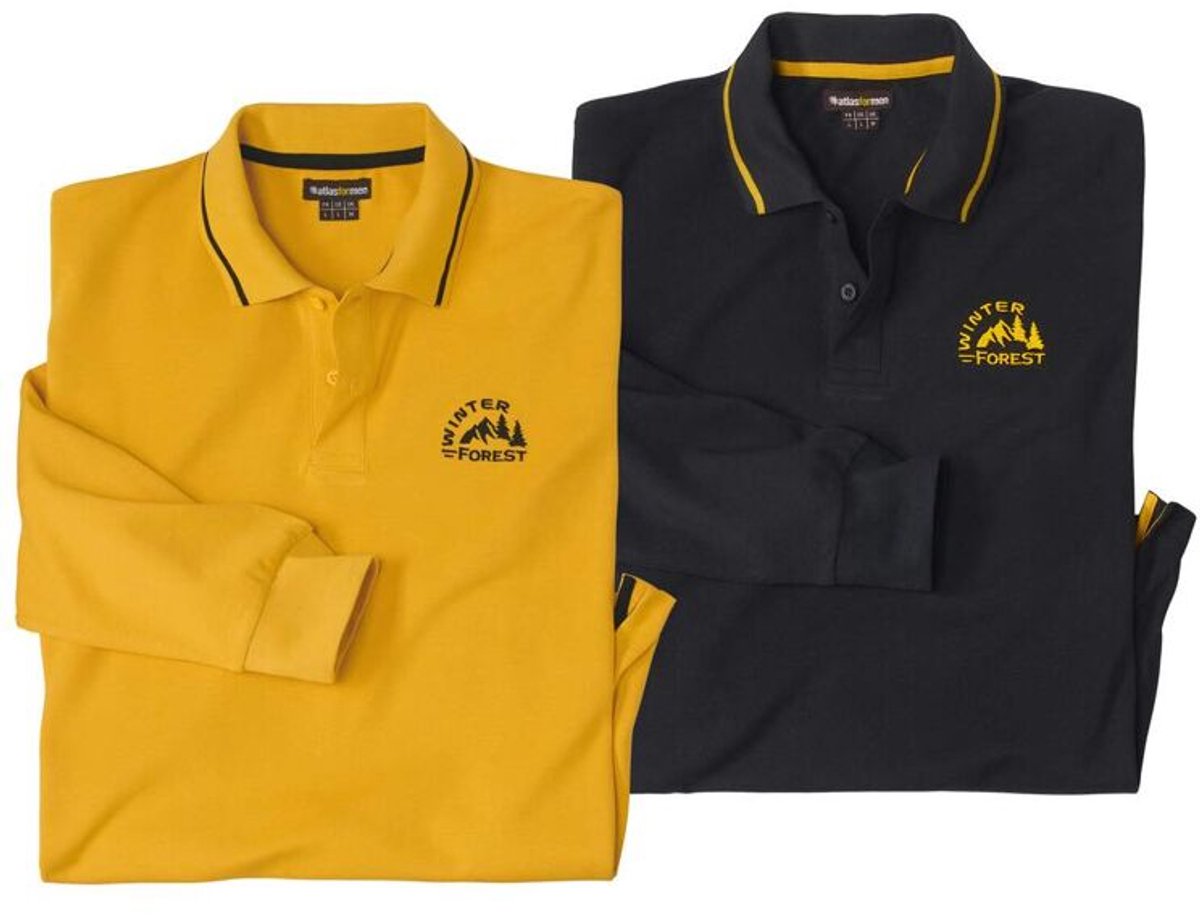 ATLAS FOR MEN - Set van 2 trendy piqué polo’s - Heren - Verkrijgbaar in grote maten - XL