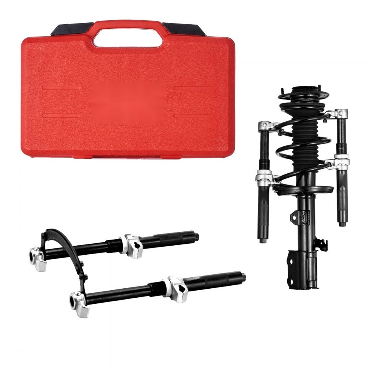 Veercompressor Set - Veerpootcompressor & Schokdemper Gereedschap - Compressieslag 280 mm - Belastbaarheid 1200 kg - Bereik 220-310 mm - Universeel - Voor MacPherson