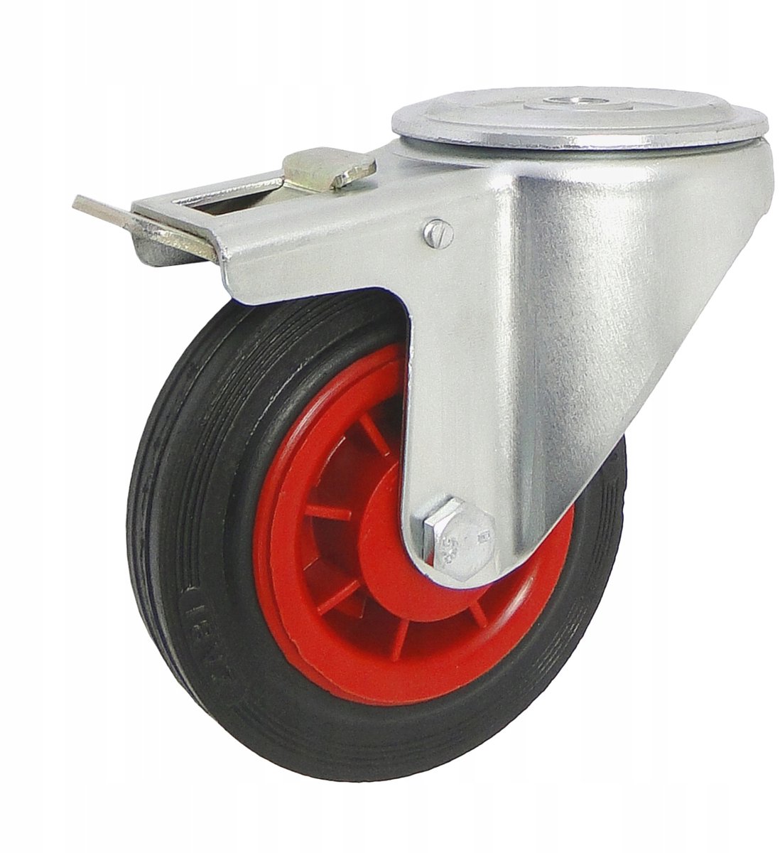 Zwenkbaar wiel met rem, kunststof/rubber, Ø100mm, montagegat