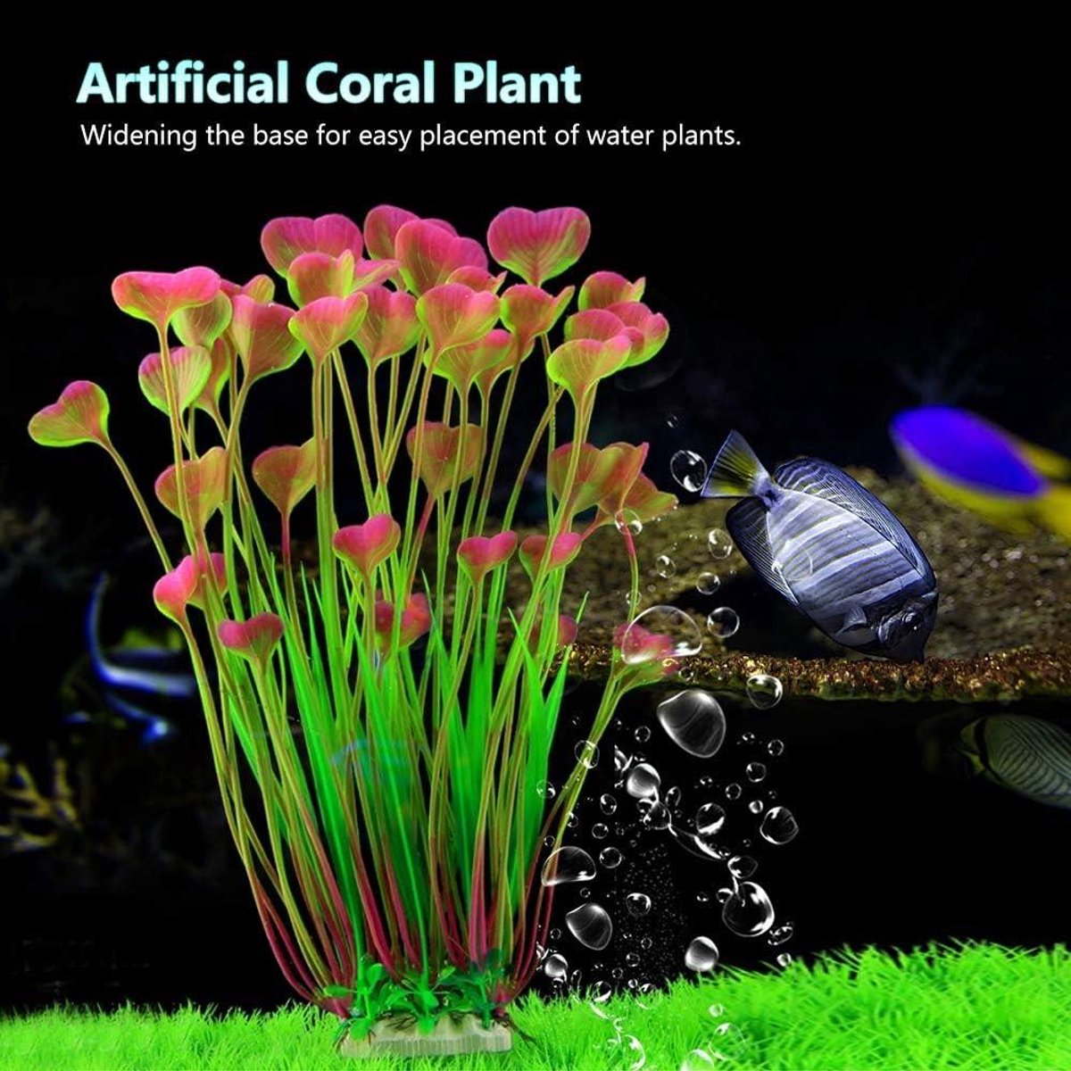 EGoods - Plastic Gras Kunstmatige Aquariumplanten voor Natuurlijke Decoratie in Rood Tint