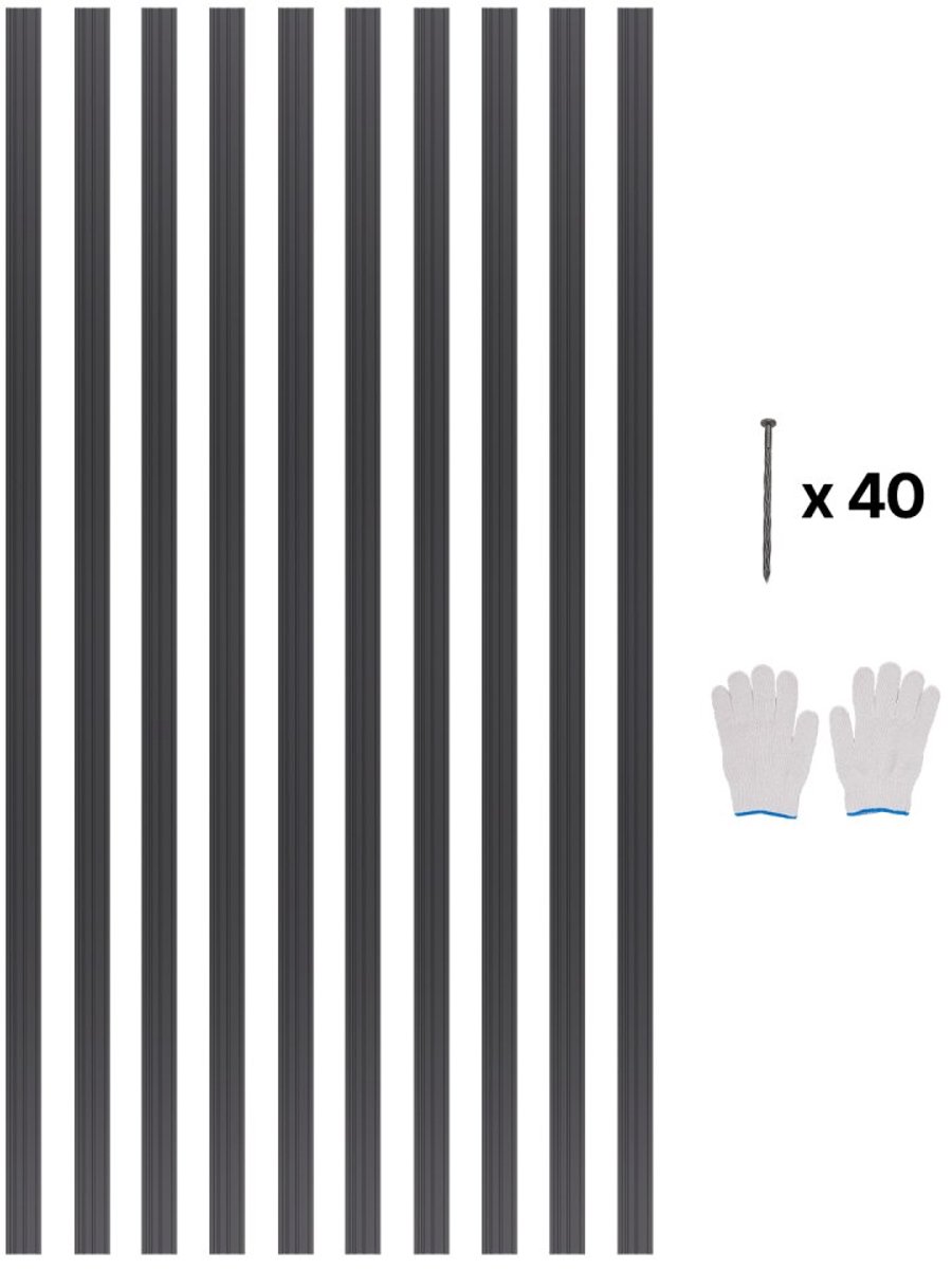 Tuinrand - Gazonrand van aluminium - Set van 10 - Flexibel - Afmeting 152,4 x 4,3 cm - Dikte 1,6 mm - Voor bloemperken en tuinpaden - Maairand