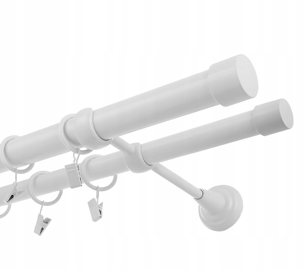 Dubbele Metalen Gordijnroede Combo 19+25mm - 50cm Mat Wit