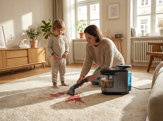 Tapijtreinigingsmachine, Compact Ontwerp, 15 Kpa Sterke Zuigkracht Tapijtreiniger, 450 W Watertank 1000 Ml 1800 Ml voor Bankkussengordijn (EU-stekker 220V