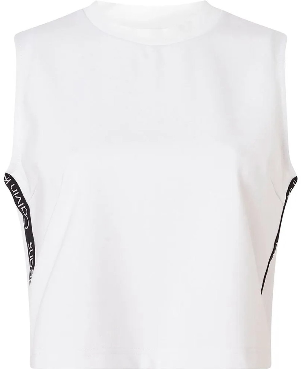 Calvin Klein Jeans Logo Tape Milano Loose Mouwloos T-shirt L Vrouw Wit
