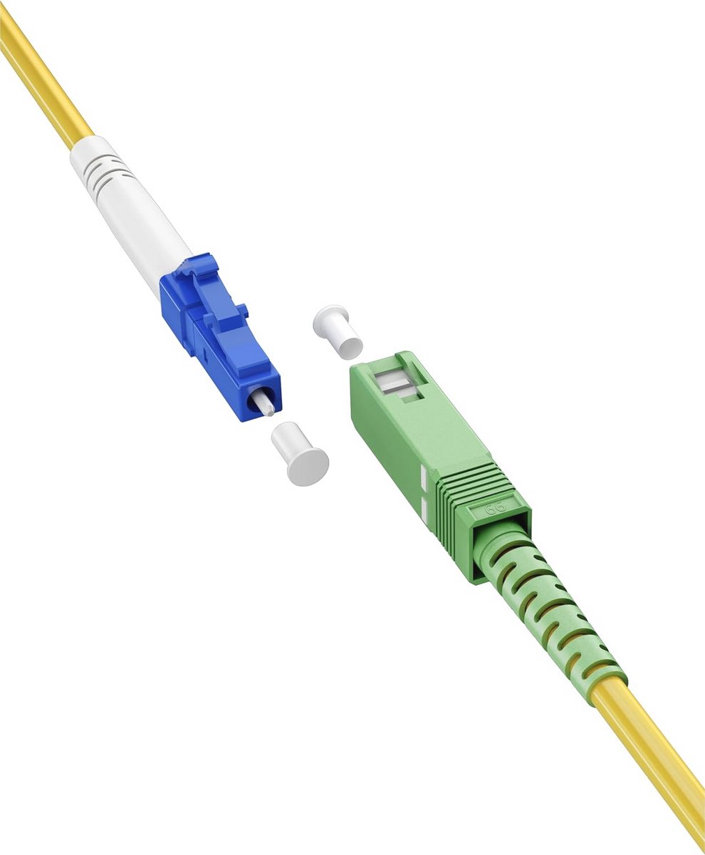 Glasvezelkabel 3 meter Singlemode (OS2) Simplex SC-APC naar LC-UPC