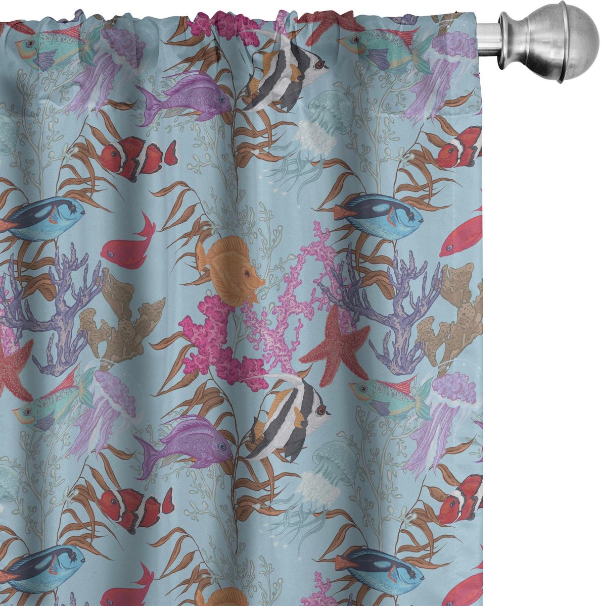 ABAKUHAUS Onderwatergordijnen – Mikrofaser – Halfdonker 2x75x175 cm – Bleek hemelblauw Multicolor Pale Sky Blue