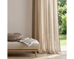 HOOMstyle Kant en klaar gordijn met ringen Noa - Inbetween - Geschikt voor gordijnroede - 140x270 - Zand / Taupe