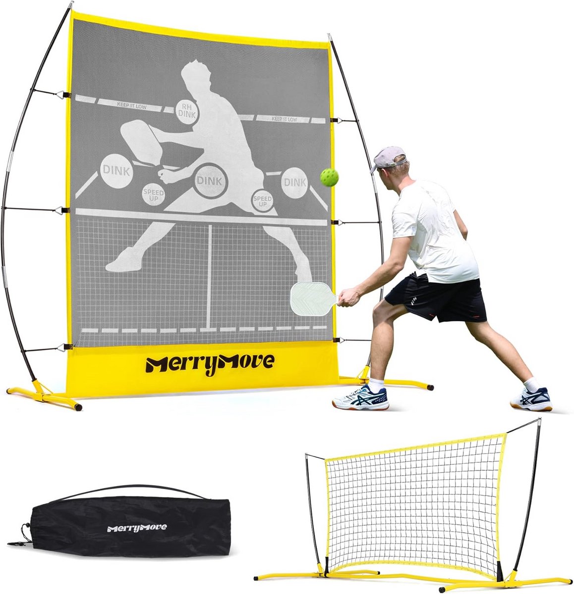 Pickleball Rebounder - Draagbare Trainingsnet voor Indoor en Outdoor Oefeningen - 2-in-1 Trainer voor Dink en Volley