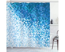 ABAKUHAUS Geometrische Douchgordijn – Digital Ombre Mosaik – 175×180 cm, Donkerblauw/Wit