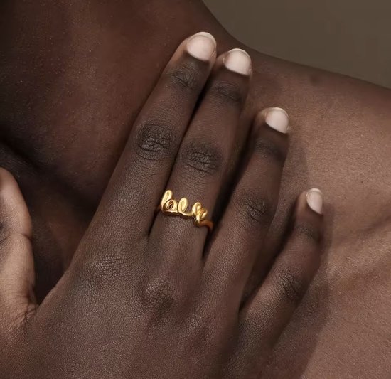 Borasi Love Ring Couleur Or | Plaqué or | Bijoux pour femmes | Bagues pour femmes | Cadeau pour elle | Sac cadeau de Luxe |