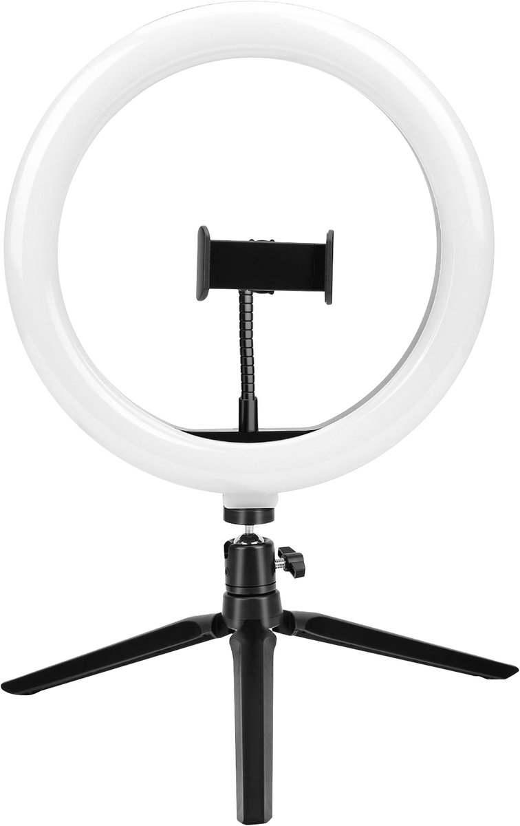 Akashi, Ring Light Lichtgevende ring + Smartphone houder en statief, Wit / Zwart