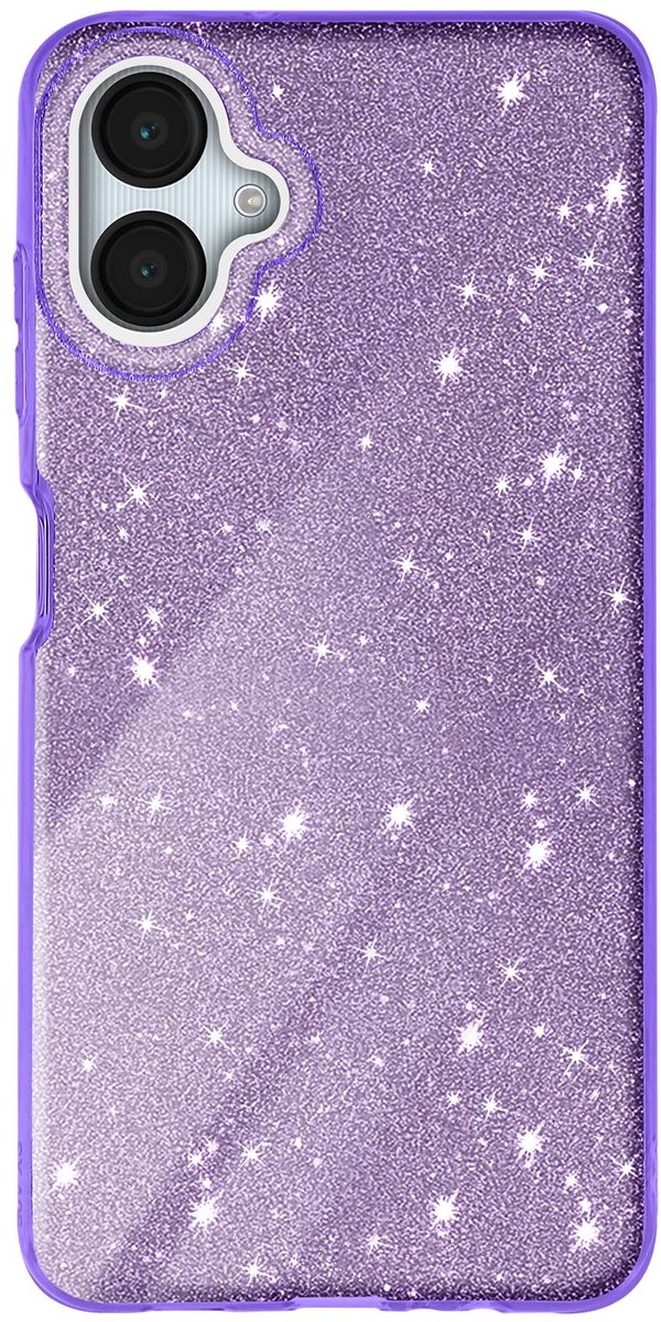 Avizar Glitter Hoesje Geschikt voor Samsung Galaxy A06 Schokbestendig Glitter, Paars