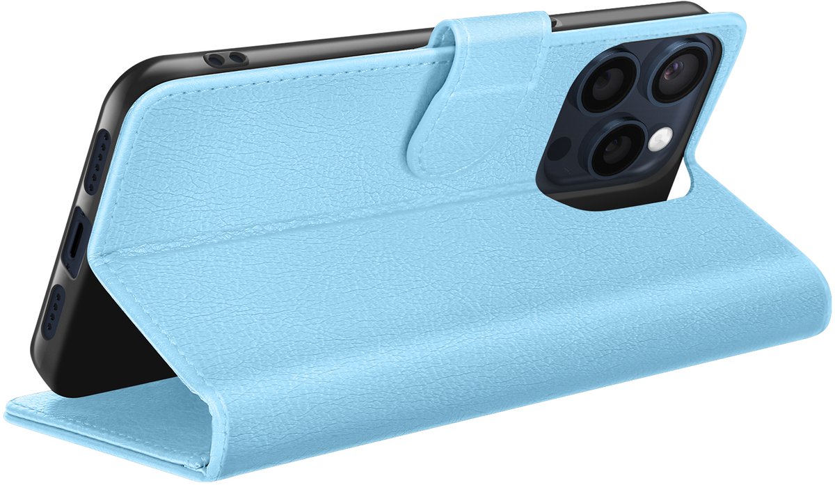 Zanae, Hoesje geschikt voor iPhone 15 Pro Max - Wallet Case & Magneetsluiting, Lichtblauw