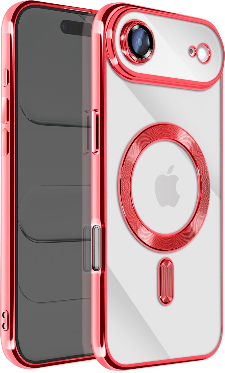 Avizar MagSafe Compatibele Hoes Geschikt voor Apple iPhone Air met Chromen Rand, Rood