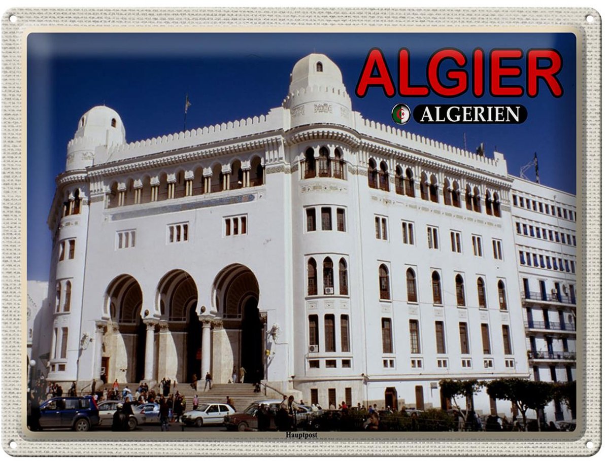 Blechschild Reise 40x30cm Algier Algerien Hauptpost Geschenk