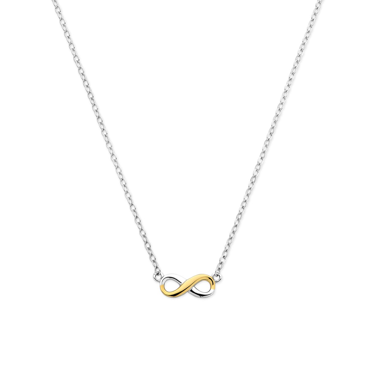 New Bling - 9NB-1606 - Zilveren Ketting met Oneindigheidssymbool – Two Tone – Dames Ketting - 45cm