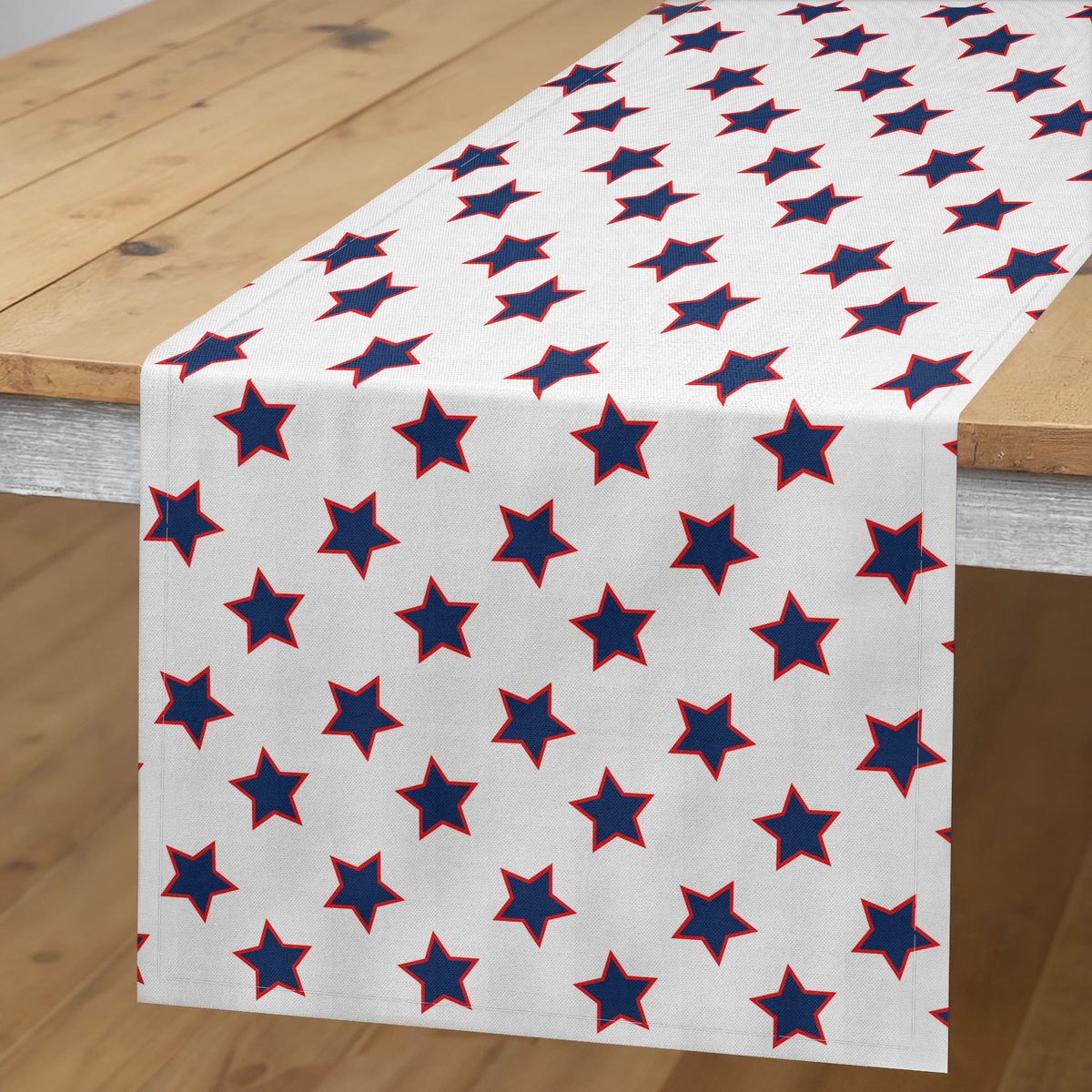 ABAKUHAUS Sterren-tafelloper – rechthoekig 40x225 cm – donkerblauw/wit