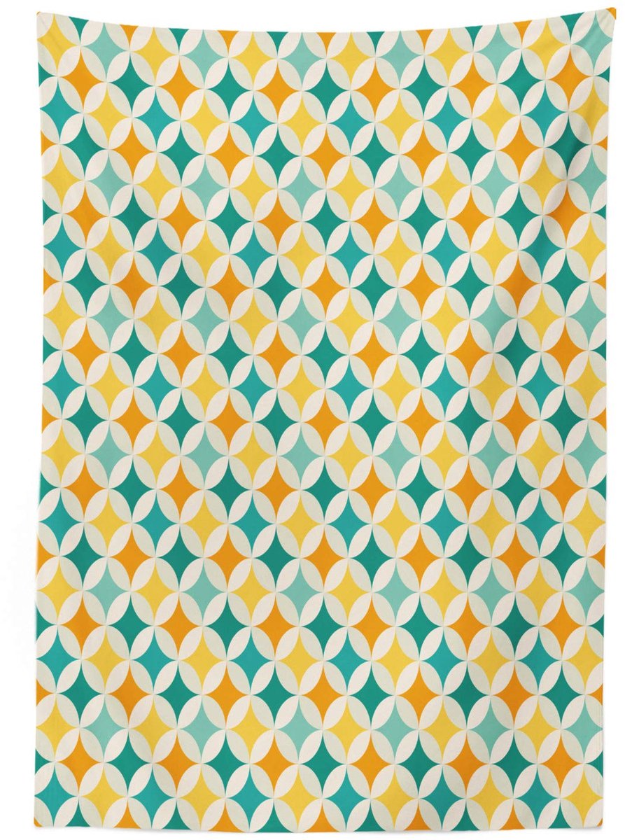 ABAKUHAUS Geometrische Tafelkleed – 140x170 cm – Geel/Blauw