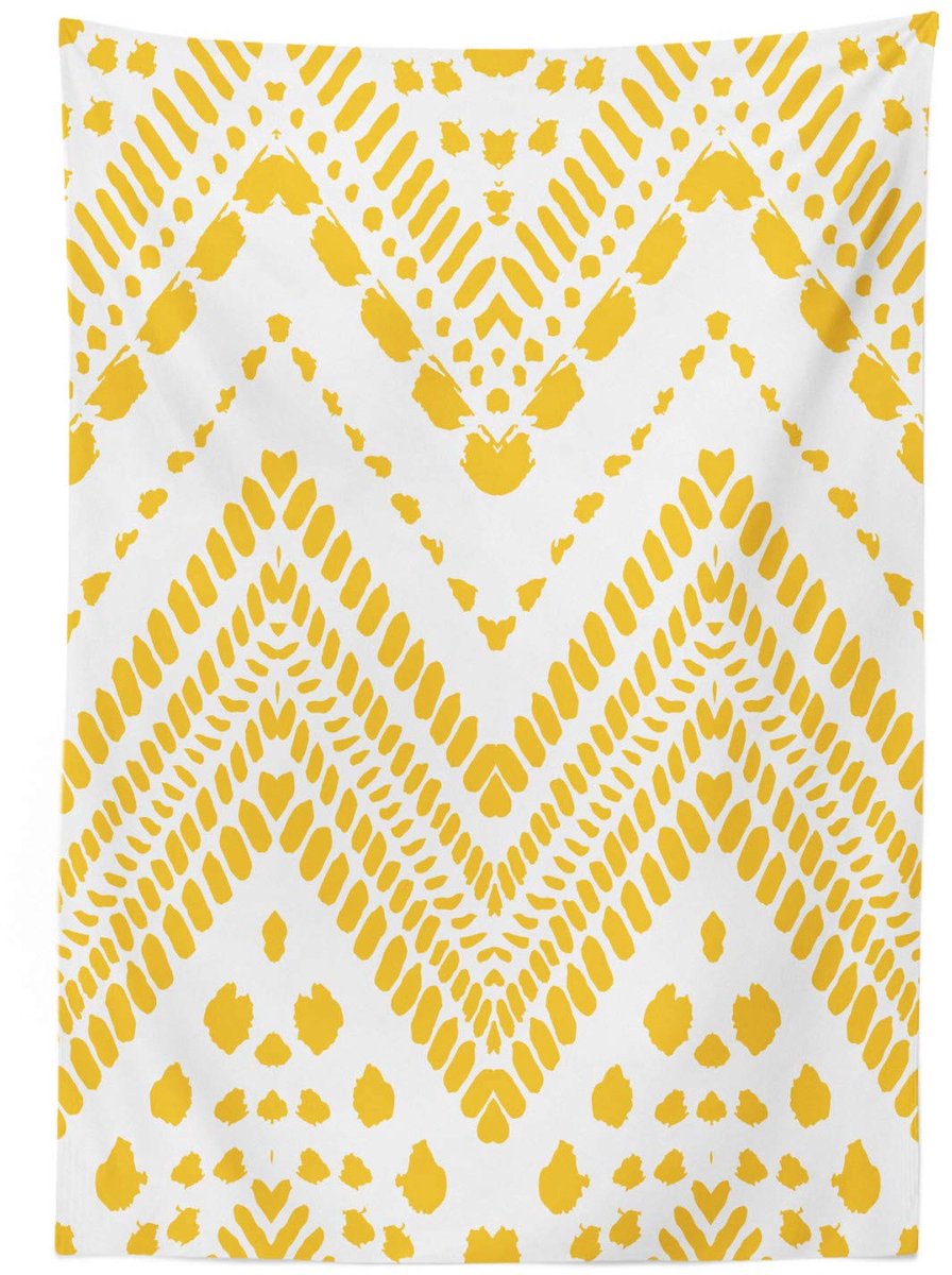 ABAKUHAUS – Tafeldoek 140x200 – Geel Chevron Satijn – Machinewasbaar