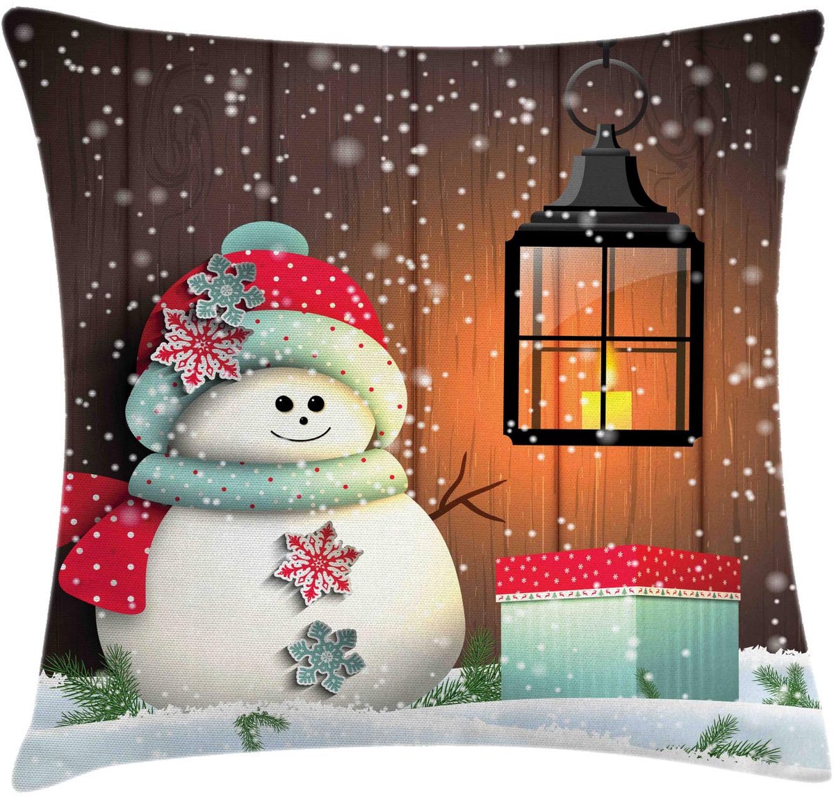 ABAKUHAUS Kerstkussenhoes – Tuin-Design – 45x45 cm – dubbelzijdig bedrukt Bruin