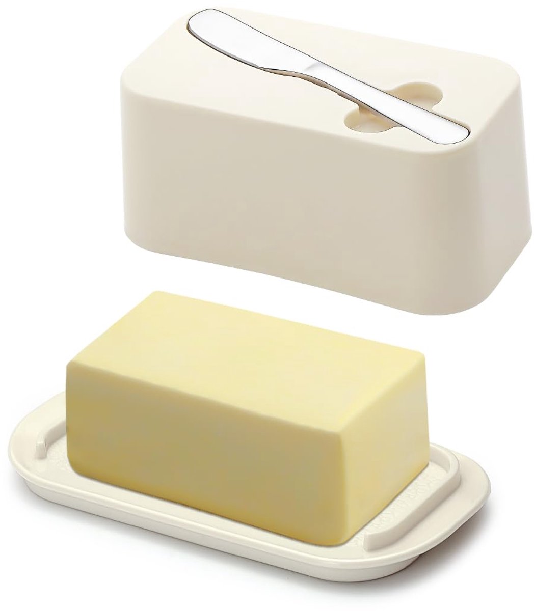 Unyqoos® Moderne en botervloot met deksel en roestvrijstalen mes