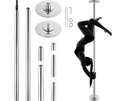 VEVOR Professionele Danspaal, Pole Dance Draagbare Danspaal Professioneel Ca. 222,6-282,4cm In Hoogte Verstelbaar Afneembare Fitnesspaal Spinning Fitness Zilver, Danspaal Sportscholen, Clubs, Feesten