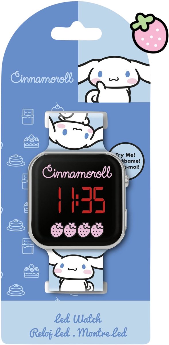 Hello Kitty Friends Cinnamoroll LED Kinderhorloge - Digitaal Horloge met LED-Display - Verstelbare Siliconen Band - Officieel Sanrio Kinderhorloge