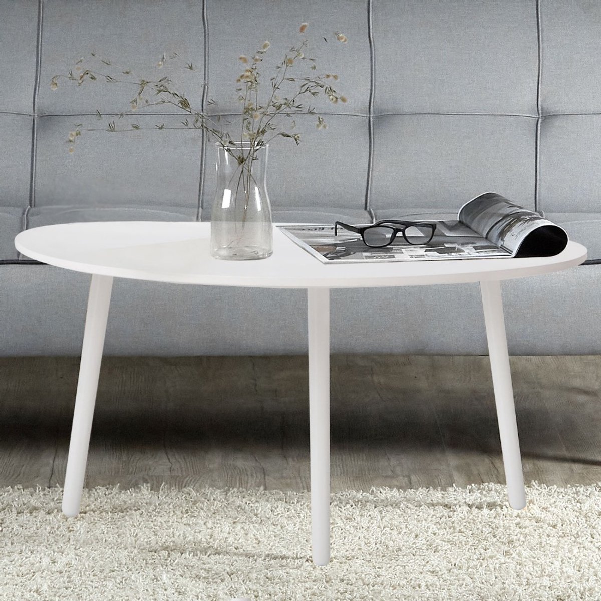 Homestyle4u Bijzettafel - 84x43 cm - Wit - Grenen