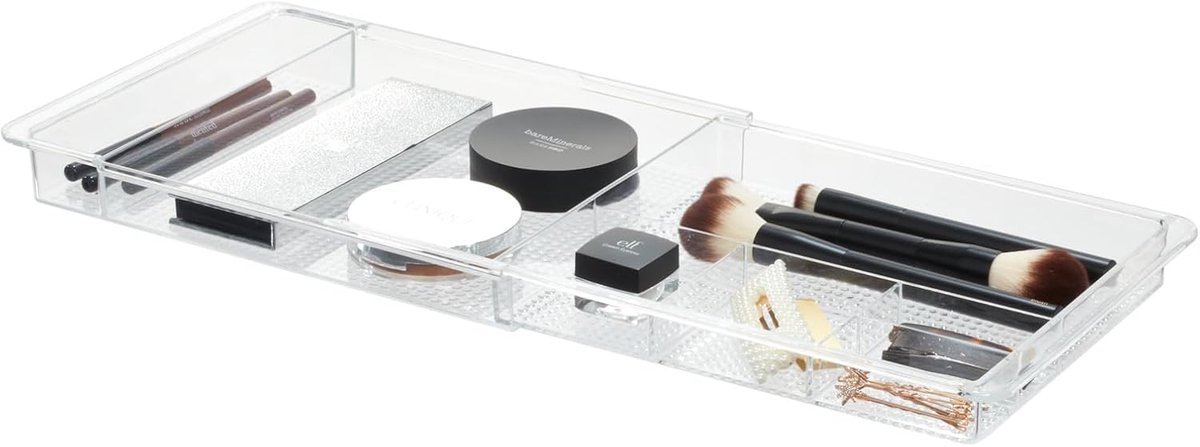 Famanu - Transparante uittrekbare make-up organizer met meerdere vakken voor cosmetica en accessoires