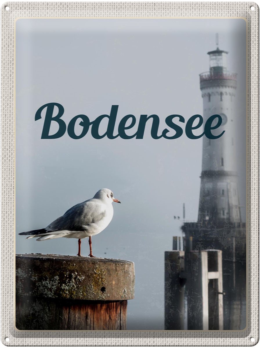 Blechschild Reise 30x40cm Bodensee Deutschland Leuchtturm