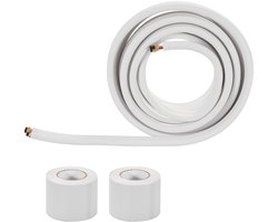 30,5m Mini-Split Leidingset, Koperen Buis met Een Buitendiameter van 6,4 en 9,5 mm, met Dikke Witte Pe-Isolatie, Flensmoeren en Spanbanden voor HVAC-Systemen of Warmtepompen