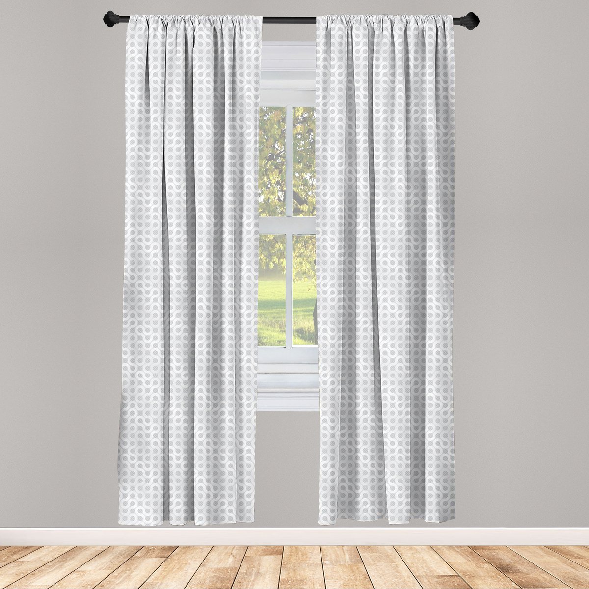 ABAKUHAUS Grijs-Wit Gordijnen – 2x75x225 cm – Microfaser