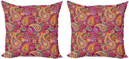Housse de coussin ABAKUHAUS Paisley – 2x60x60 cm – Imprimée recto verso, multicolore