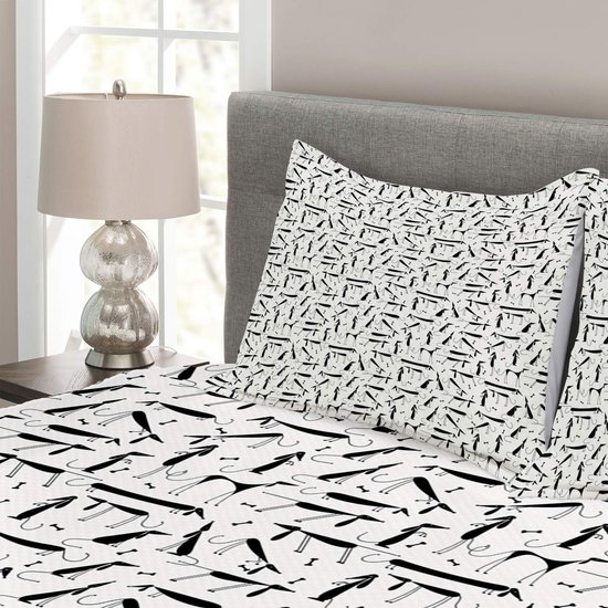ABAKUHAUS Amoureux des chiens Ensemble de couette – Silhouette Teckel – 220x220 cm – Blanc Noir