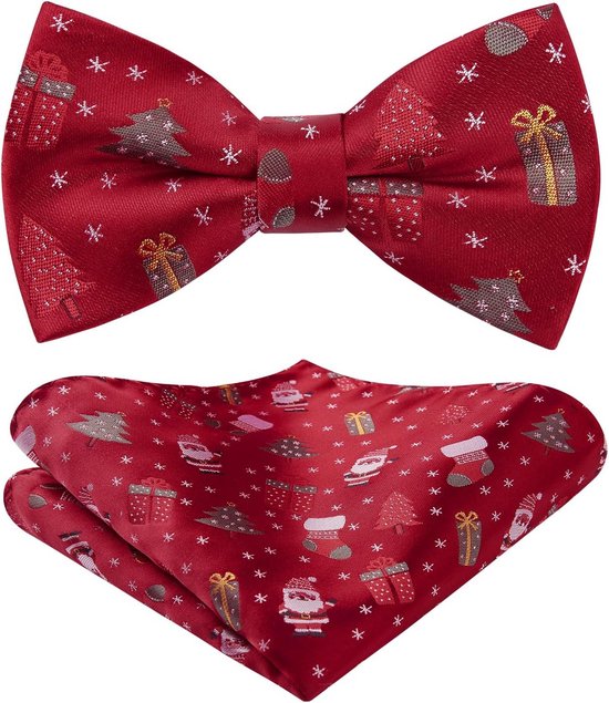 Nœud papillon prénoué à la mode avec pochette pour hommes - Parfait pour Noël et les occasions spéciales