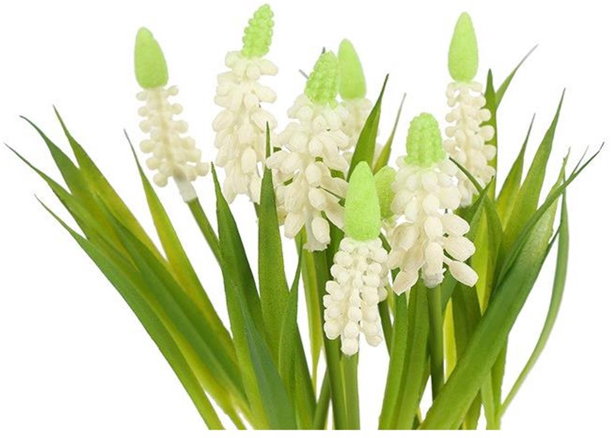 Kunstbloem in pot Muscari wit H28cm