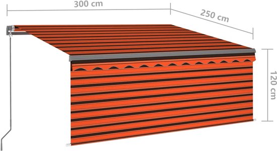 vidaXL Auvent Rideau extensible manuellement LED 3 x 2,5 m Orange Marron