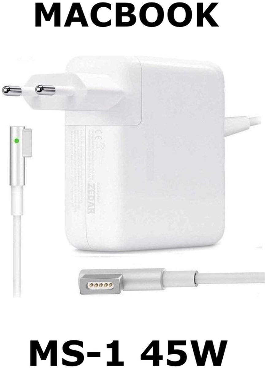 Eisenz - 45W Adapter - MS-1 - Magnetische Oplader - Compatibel met MagSafe 1 - Geschikt voor MacBook Air - Wit - EZ2411