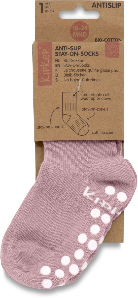 KipKep Blijf-Sokken Antislip - Mauve - 18-24 maanden - sokken antislipzool - dreumes, peuter - zakken niet af - stay-on-socks - schoenmaat 22-23