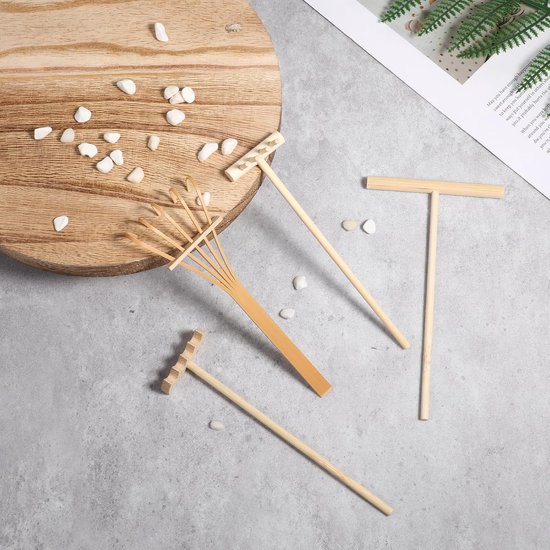 Dailygoods - Mini Zen Tuin Hark Gereedschap - Bamboe Set voor Thuiskantoor Decoratie van Dailygoods — afbeelding 2