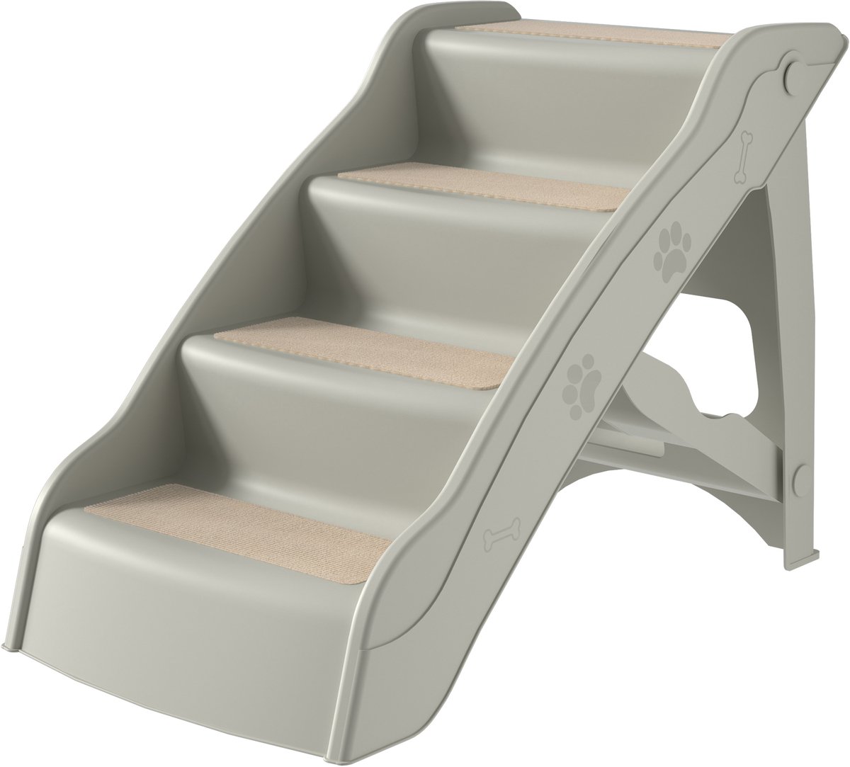 Aufun Hondentrap, 4-Traps Kattentrap, Huisdiertrap, Tot 50 Cm Hoog, Opvouwbare Trap, Ideaal Voor Kleine En Grote Honden, Bed Of Bank, Kat, Puppy, Meubels Voor Huisdieren (Grijs, 1 Stuks)