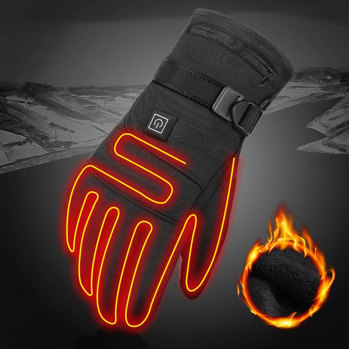 1 paar verwarmde handschoenen - elektrisch verwarmde winterhandschoenen - ski- en bergbeklimmingshandschoenen - winddicht en waterdicht - drie temperatuurstanden - geschikt voor fietsen, bergbeklimmen, skiën en wandelen - zwart — cadeau in Sport & Outdoor - foto 6