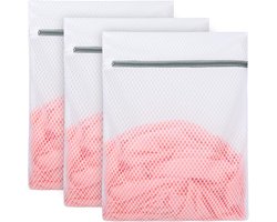 Waszakken - Wasnetten - Bescherm je Wasgoed en Wasmachine - Packing Cubes - Travel Organizer - 3 stuks - voor Wasgoed (Sokken, Lingerie & T-Shirts) - Wit