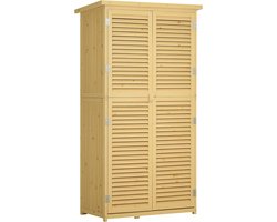 Outsunny Tuinopbergschuur Grenenhout, Vurenhout L87 x B46,5 x H160 cm Natuurlijk hout